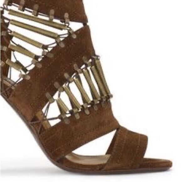Ralph Lauren 2014 Collection Brown Suede Brass Bead Embellished Blephina Sandal - Picture 8 of 16